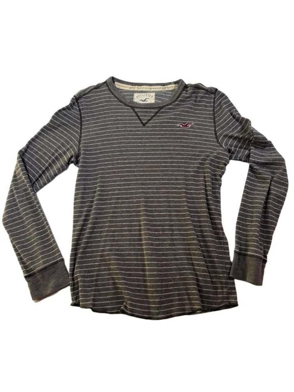 Hollister California Striped Long Sleeve Waffle Knit Thermal Shirt Size S